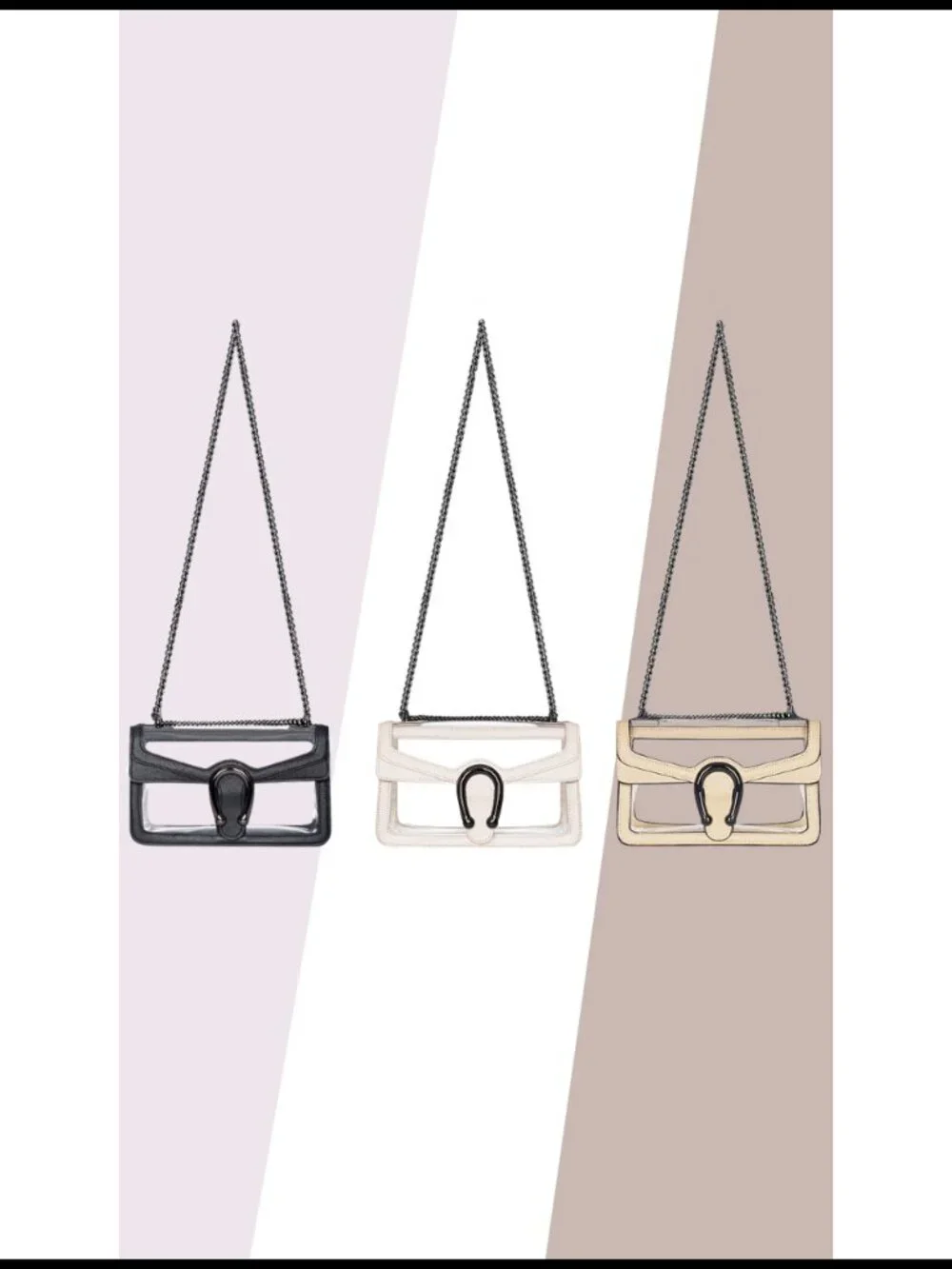 Clear PVC Vegan Leather Hobo Handbag Chain Strap Shoulder Bag